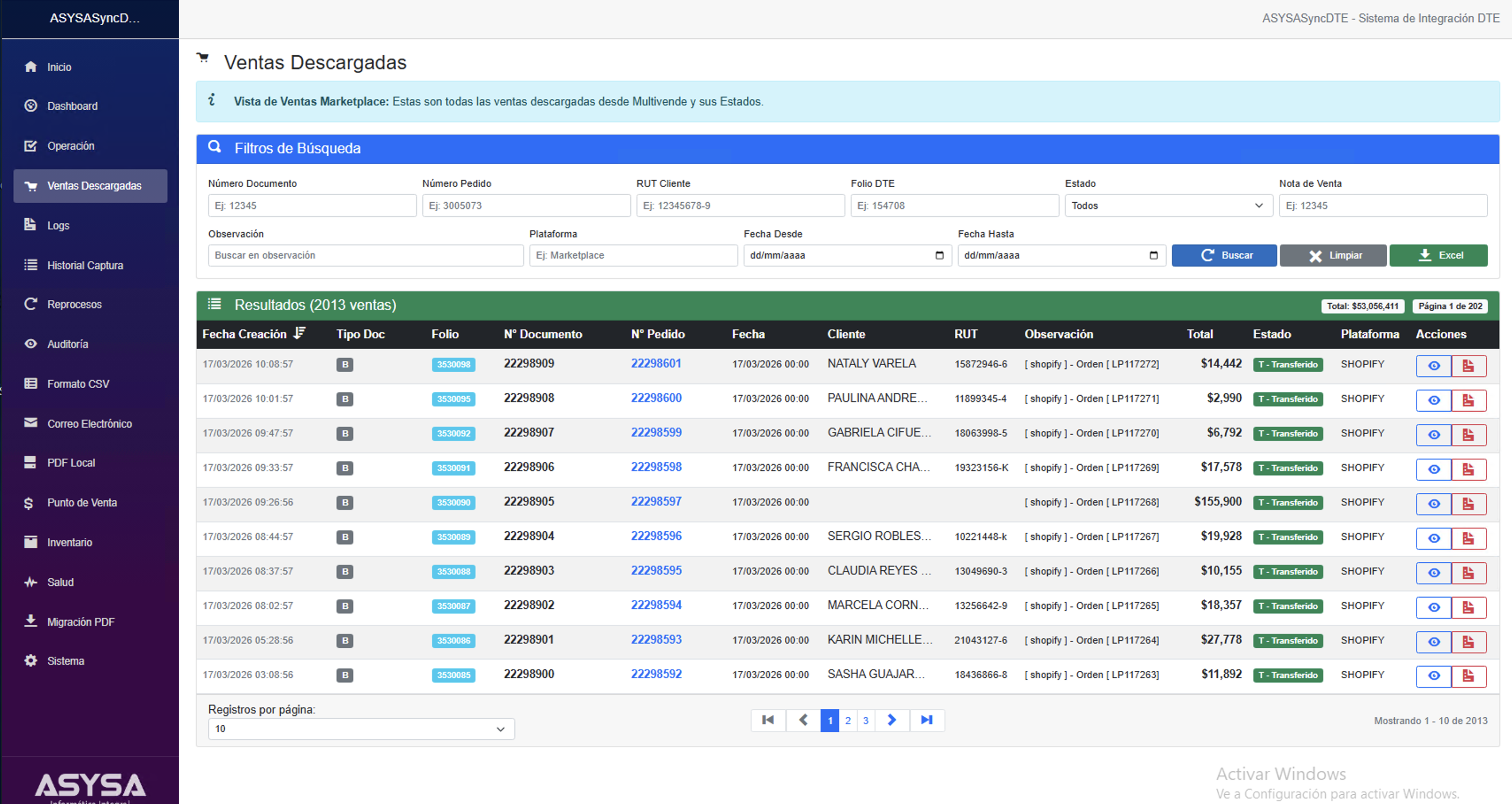 ASYSASyncDTE - Sistema de Integración Multivende con Softland